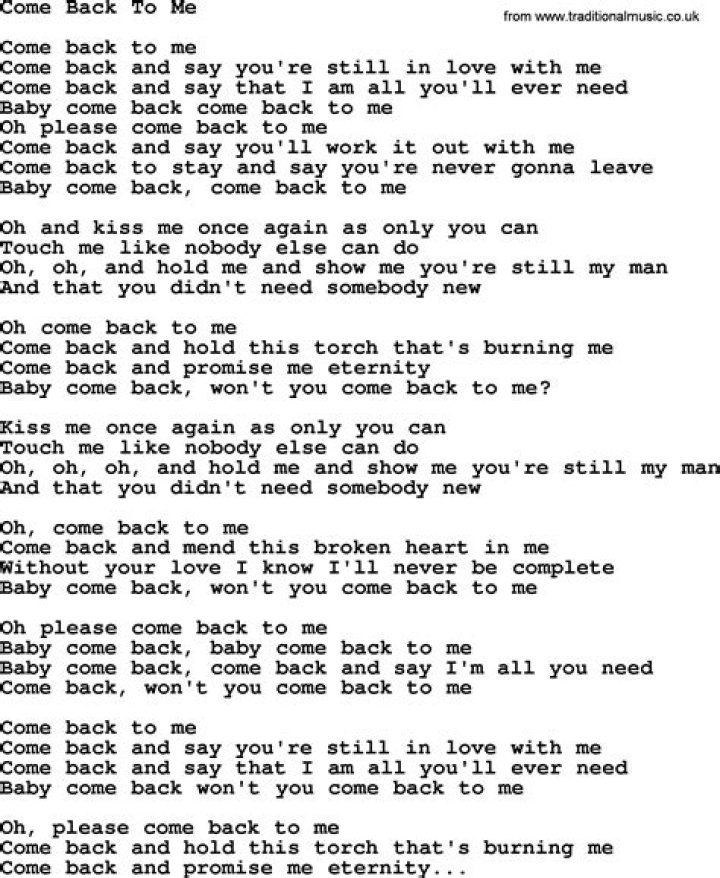 Come Back To Me